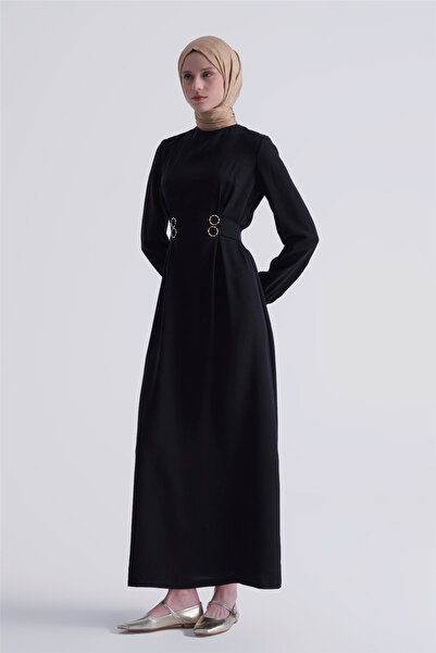 Armine Bel Detaylı Elbise Siyah