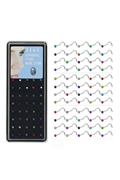 Choice5 Multi S rod-60pcs Hypoallergenic Nose Studs - Tiny Invisible Body Jew...