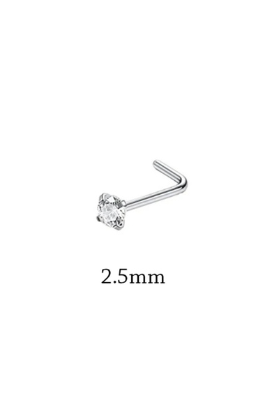 Choice8 A Silver 2.5mm 1Piece Surgical Steel Crystal CZ Nose Ring L Shape Nos...