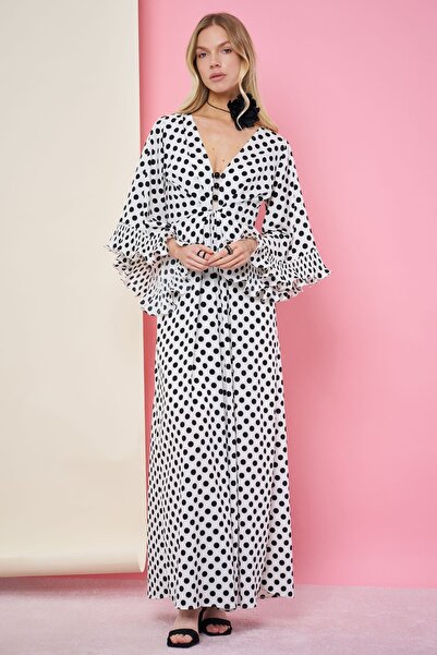 FEVER Krep puan midi elbise