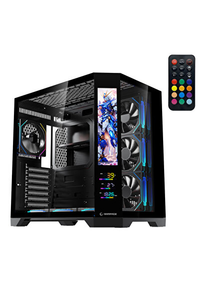 Rampage NOVA V2 9.16'' ve 5.5'' iki Lcd Ekranlı Hub+Kumanda Siyah 7x12cm ARGB...