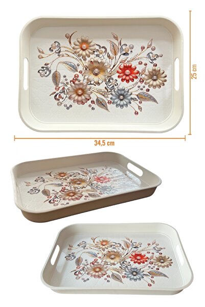 EZMK EV GEREÇLERİ Çay Kahve Sunum Tepsisi Dikdörtgen, 34x24 cm, 1 Adet