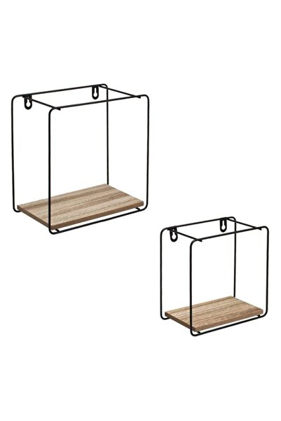 ELITECOMMERCEMARKET Set of Decorative MDF Hanging Shelves with Metal Frame 2 ...