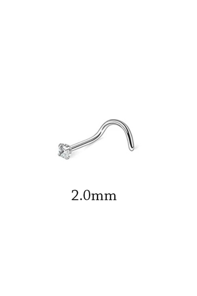 Choice11 B Silver 2mm 1Piece Surgical Steel Crystal CZ Nose Ring L Shape Nose...