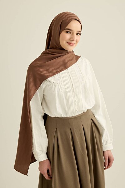 Modakaşmir Silky Jacquard Series Block Pattern Shawl