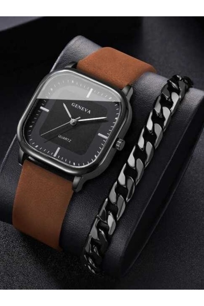 Geneva Platinum Men's Gift Set Watch and Bracelet Elegant