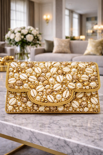 mothers dream Luxury Cowrie Shell Icon Clutch Bag