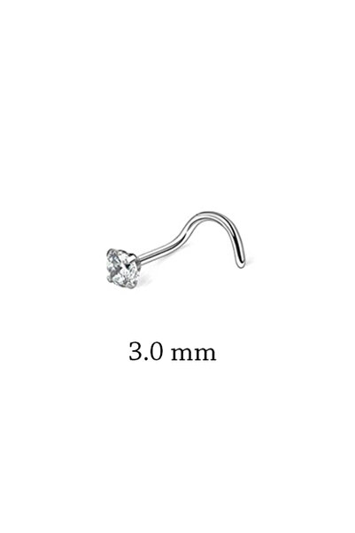 Choice1 B Silver 3mm 1Piece Surgical Steel Crystal CZ Nose Ring L Shape Nose ...
