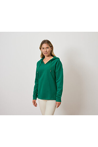 Tchibo Kadın Kapüşonlu Sweatshirt, Yeşil