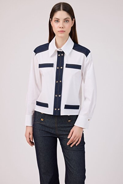 FEVER Denim geçişli poplin gömlek