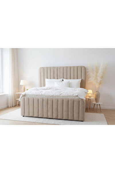 MarketMob Pat Melinda 160x200 Ladă de depozitare tapițată catifea bej