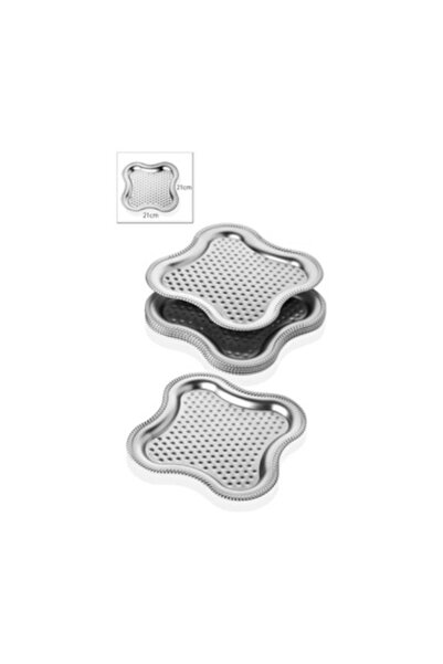 YzHome 6-Piece Plastic Coffee Serving Tray Silver 20*23cm