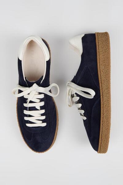 Krahe Palminteri 2 Men's Genuine Leather Lace-Up Navy-Ecru Sneakers