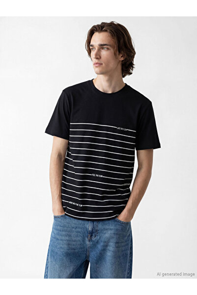 LC Waikiki Zero Roba Collar Striped Combed Cotton Men's T-Shirt from Uzg Stor...