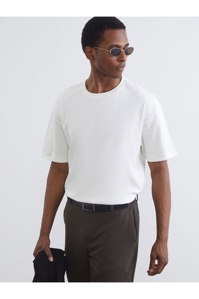 LC Waikiki Gulis clothing - white 100% cotton loose fit basic soft touch t-shirt