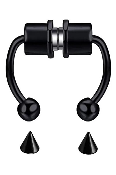 Choice Black 1pc 2Pcs or 5Pcs Magnet Nose Ring Stainless Steel Horseshoe Ring...