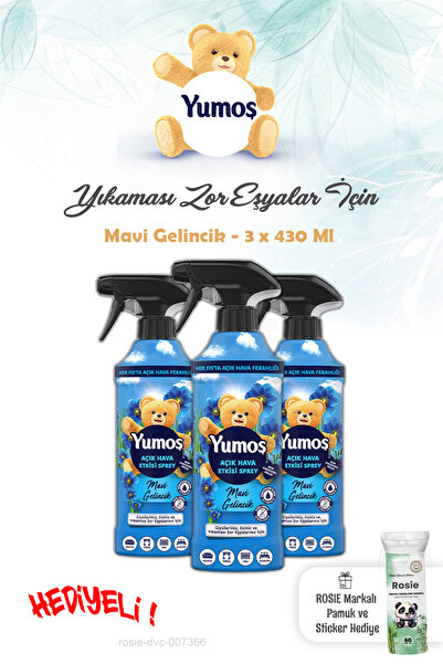 Yumoş 3'lü Yıkanması Zor Eşyalar Sprey 430 ml Mavi Gelincik ve ROSIE