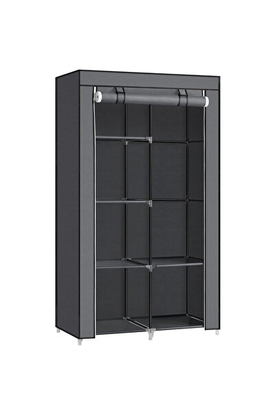 SONGMICS Fabric Wardrobe with Shelves and Hanger Support, 45x88x168cm, Grey