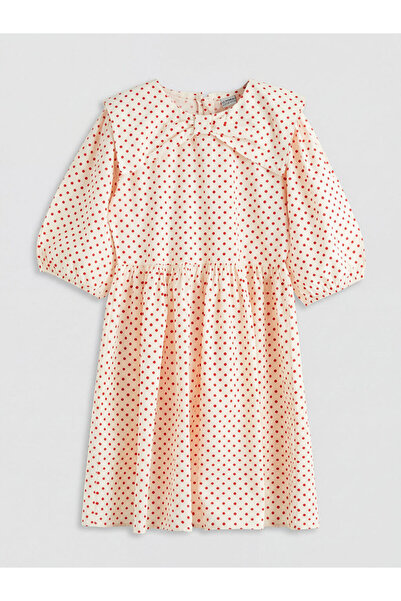 LC Waikiki LCW Kids Εκρού Βρεφικό Φόρεμα Ποπλίνα με Γιακά για Κορίτσια