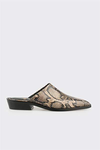 Elle Shoes Vizon Deri Kadın Terlik