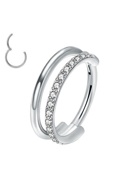 Choice1 حلقة أنف من التيتانيوم G23 مقاس 16G 1.2X12mm بيضاء، مرصعة بصف من الزر...