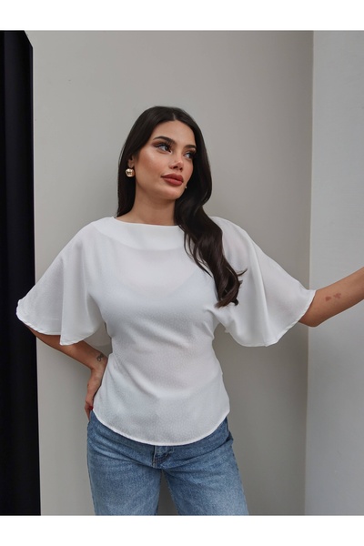 ESRAHELVACI Bluză cu mâneci volanate