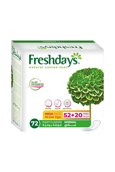 Fresh Freshdays Natural Cotton Feel All Day Freshness Normal Pantyliners Mega...