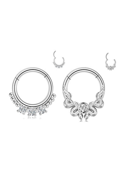Choice silver 2Pcs Zircon Snake Nose Ring surgical steelNariz Piercing Cartil...