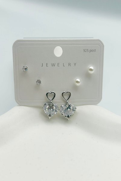 SEHERDEN Zircon Stone Heart Multi-Set Women's Earrings