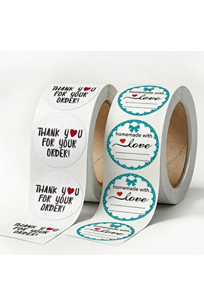 Wownect Homemade with Love / Thank You Stickers – 1000 PCS Round Labels for P...