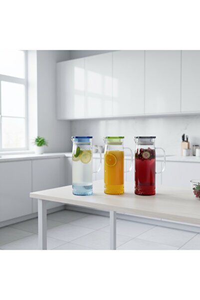 LUCES DESİGN 1.3 Litre Lüks Kristal Akrilik Sürahi Sızdırmaz Kapaklı Su ve Me...