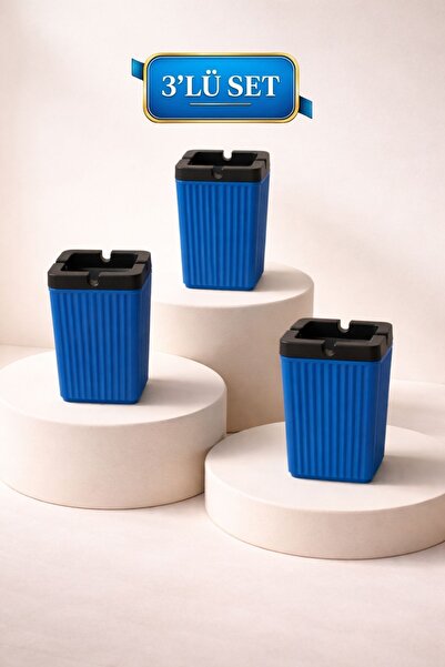 LE PARİS 3'lü Set Dekoratif Çizgili Küllük | Hazneli Kapaklı Dumansız Sigara ...