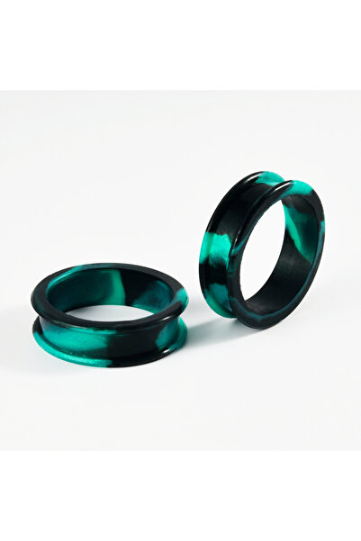 Choice11 12mm Black- Green 1Pair Uneven Colored Marble Color Thick Silicone E...