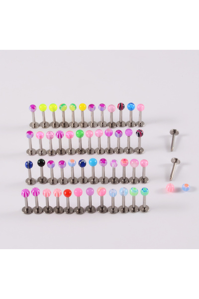 Choice 1.2x8x3mm 50pcs 50pcs/Lot Acrylic Ball Mix Colors Labret Lip Ring Surg...