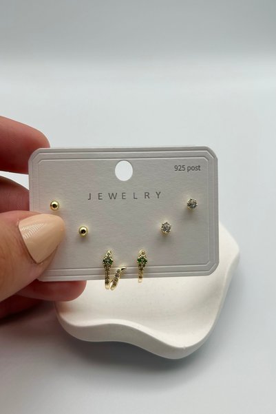SEHERDEN Inlaid Zircon Stone Snake Model Multiple Set Women's Earrings - Gold and Silver Color