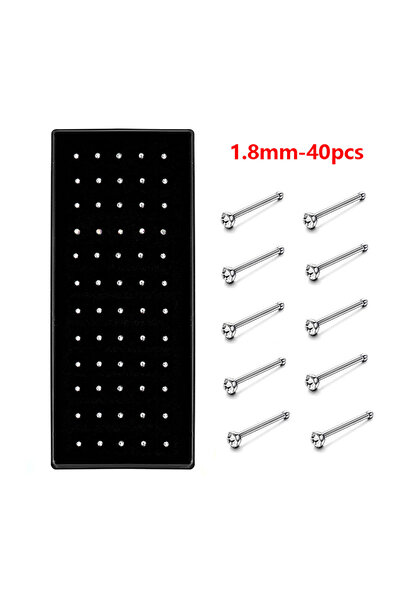Choice3 White I rod-40pcs 40pcs 1.8mm Nose Studs - Stainless Steel Straight/L...