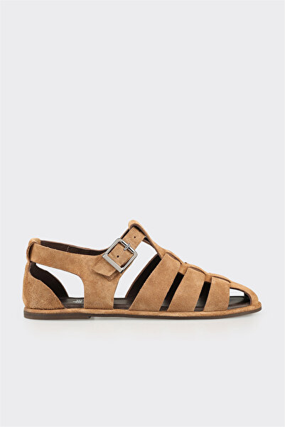 Elle Shoes Taba Deri Kadın Düz Sandalet