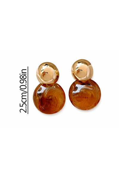 OEM Elegant gold earrings with caramel marbled pendant – modern statement design