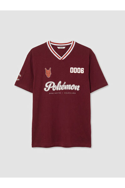 LC Waikiki Burgundy pokemon printed men's t-shirt from gulis clothing