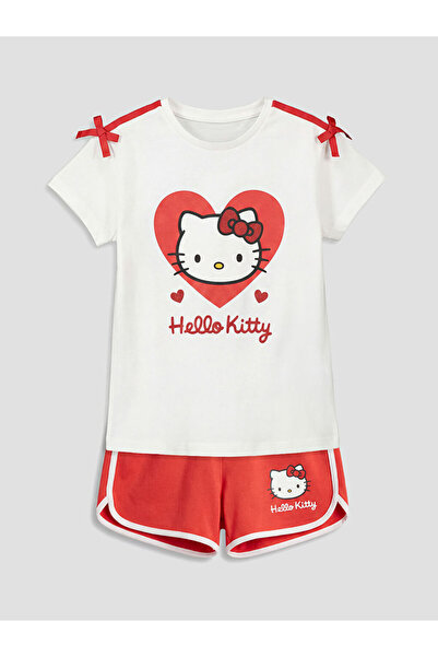 LC Waikiki Pantaloni scurți și tricou pentru fete cu imprimeu Hello Kitty, cu...
