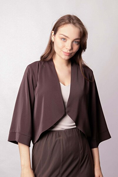 Jument Women's Shawl Collar Capri Sleeve Cardigan Jacket with Elastic Back - ...