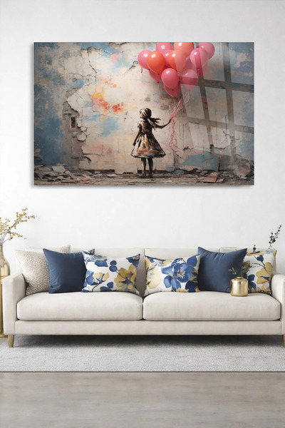 TAULART Unbreakable Glass Painting Ball-Girl Street Art Banksy Style Modern W...