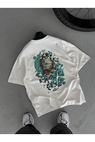 BYBASICMAN Біла футболка оверсайз з тисненням Broken Vincent SW-5058