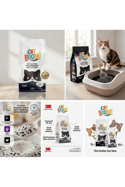 Cat Boom Aktif Karbonlu Topaklanan Kedi Kumu 10 Lt X 2 Adet