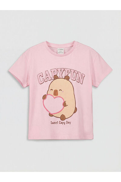 LC Waikiki تي شيرت للفتيات مطبوع عليه Sparkly Choices Zero Roba Yaka Capyfun ...