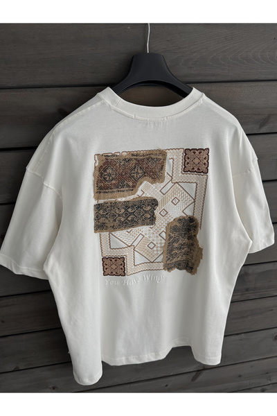 BYBASICMAN Біла футболка оверсайз з тканим деталлю на спині SW-5126