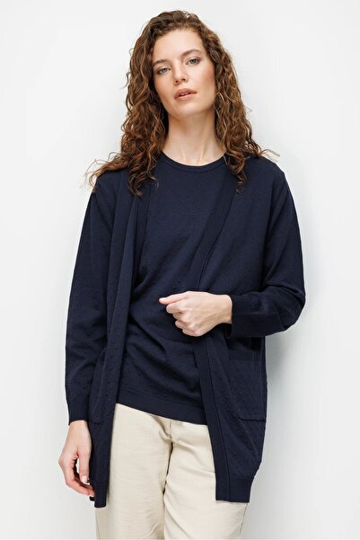 Desen Triko كارديجان نسائي من التريكو الناعم بتصميم V-نيقة 26353