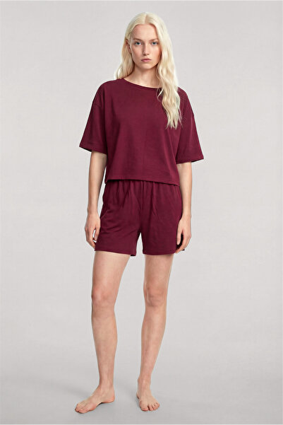 Celira Short Sleeve Shorts Pajama Set Burgundy
