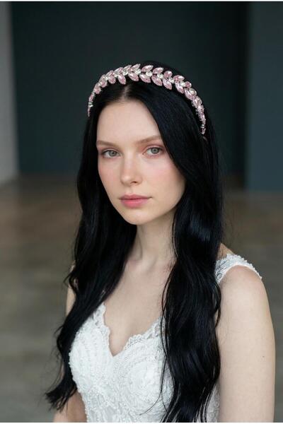 pırıltı fashıon and stone tekstil, hazır giyim Powder Pink Stone Wire Crown –...