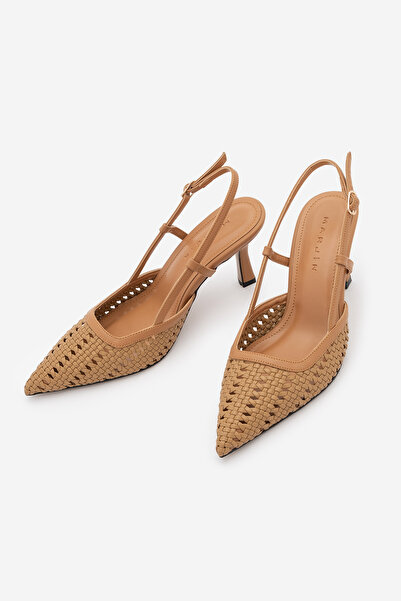 Marjin Дамски плетени обувки на ток тип стилето, със заострен връх и отворена...